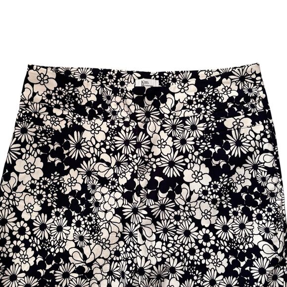 Kim Rogers Blue Floral Cropped Tummy Control Capri Pants Women's Size 14 EUC - Picture 3 of 8